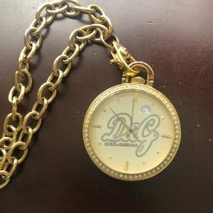 D&G Gold Pocket Watch Necklace, Authentic